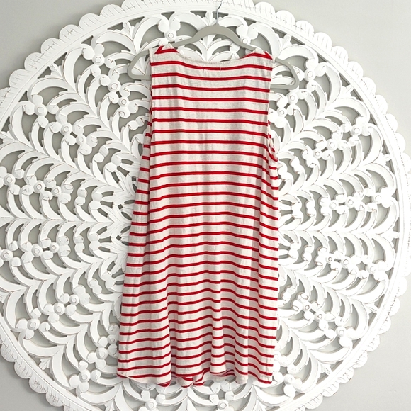 Madewell Cotton Linen Red and White Striped Dress Size Large - Picture 4 of 6